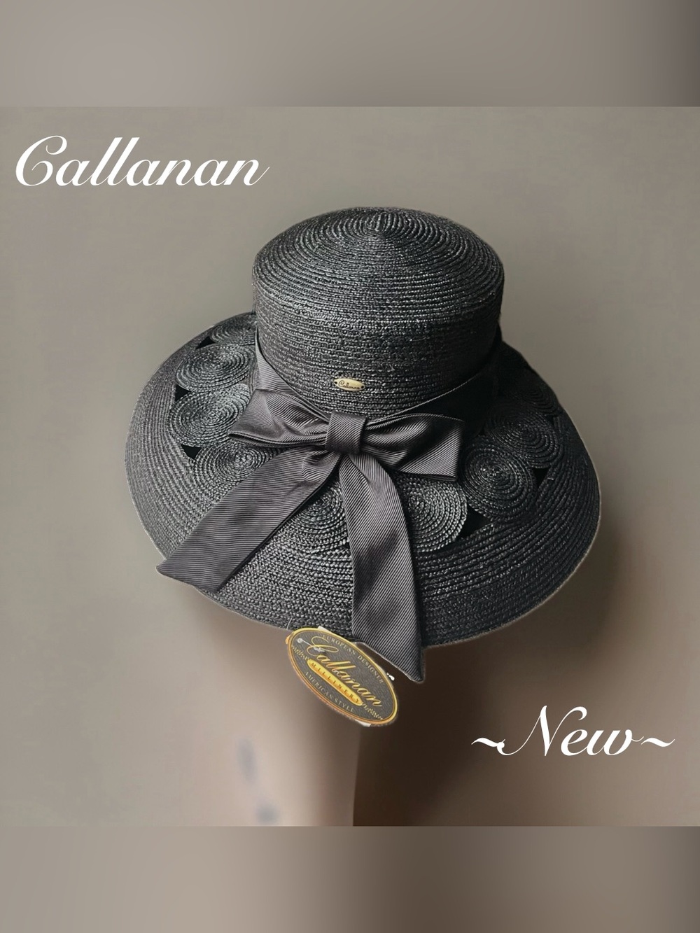 Callanan Elegant Black Millinery Wide-Brimmed Women's Derby Hat ~New~
